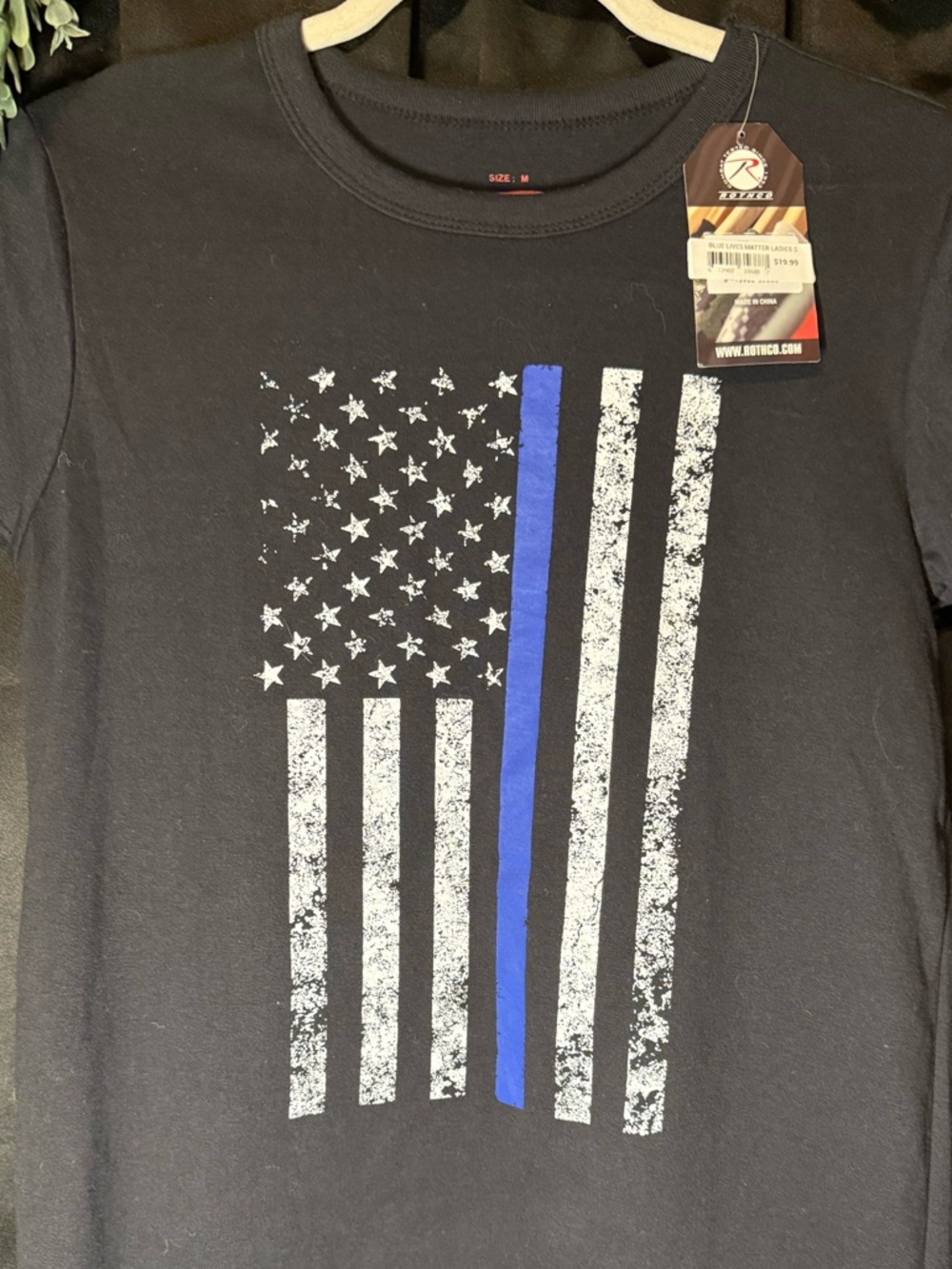 Rothco Women’s M Black Tee with Thin Blue Line Graphic